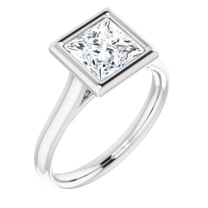 Princess Solitaire Bezel Engagement Ring