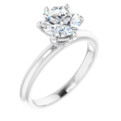 Round Brilliant Low Hidden Halo Solitaire Engagement Ring