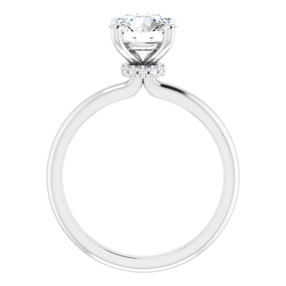Round Brilliant Cut Low Hidden Halo Solitaire Engagement Ring