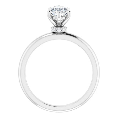 Pear Low Hidden Halo Solitaire Engagement Ring