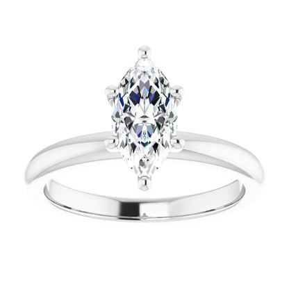 Marquise Low Hidden Halo Solitaire Engagement Ring