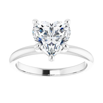 Heart Low Hidden Halo Solitaire Engagement Ring