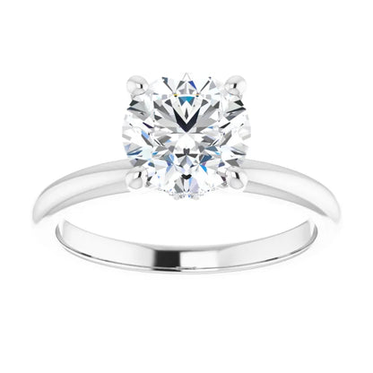Round Brilliant Cut Low Hidden Halo Solitaire Engagement Ring
