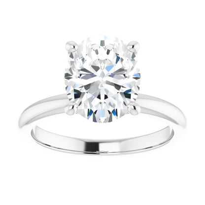 Oval Low Hidden Halo Solitaire Engagement Ring