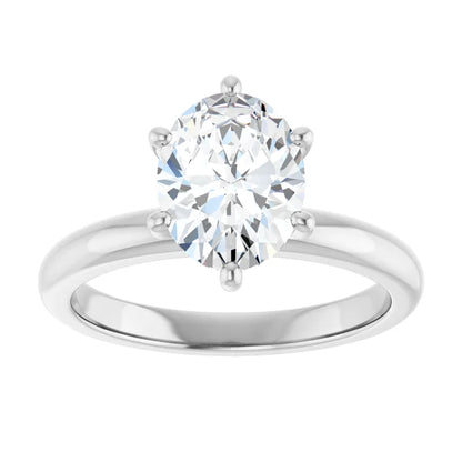 Oval Low Hidden Halo Solitaire Engagement Ring