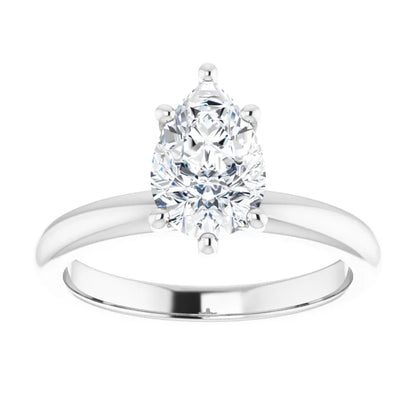 Pear Low Hidden Halo Solitaire Engagement Ring