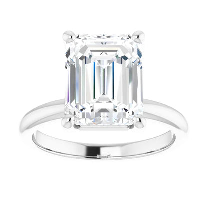 Emerald Low Hidden Halo Solitaire Engagement Ring
