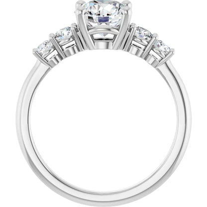 Round Brilliant Multi Stone Accent Style Engagement Ring