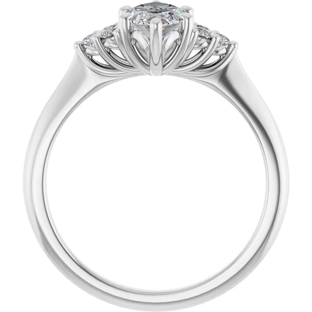 Marquise White Gold Accent Style Moissanite Engagement Ring 