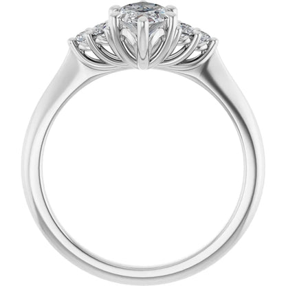 Marquise White Gold Accent Style Moissanite Engagement Ring 