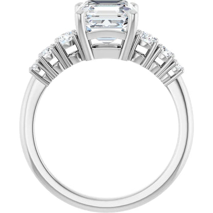 Asscher Multi Stone Accent Style Engagement Ring