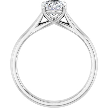 Four Claw Oval White Gold Solitaire Moissanite Engagement Ring