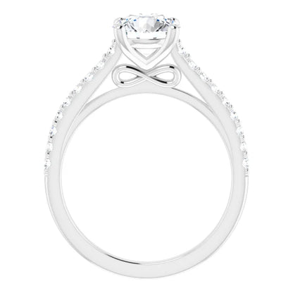 Round Brilliant White Gold Pave Style Moissanite Engagement Ring 