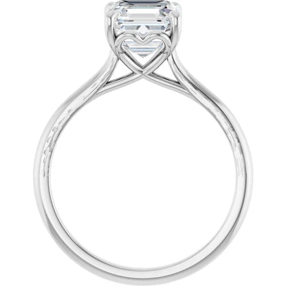Four Claw Asscher Solitaire Engagement Ring