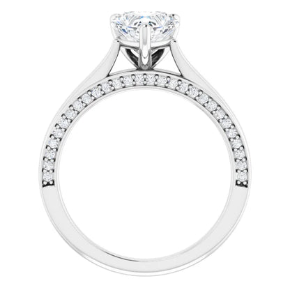 Heart Solitaire & Hidden Diamond Band Engagement Ring