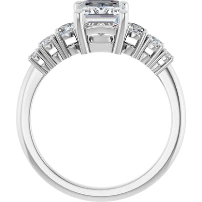 Emerald Multi Stone Accent Style Engagement Ring