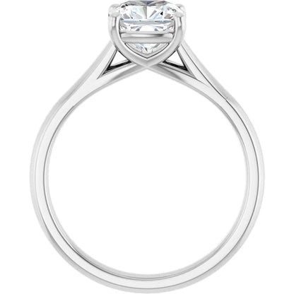 Four Claw Cushion Solitaire Engagement Ring