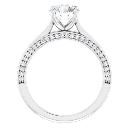 Round Brilliant Solitaire & Hidden Diamond Band Engagement Ring