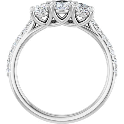 Oval Tri -Stone Style Engagement Ring