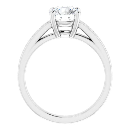 Round Brilliant White Gold Claw Set Style Moissanite Engagement Ring 