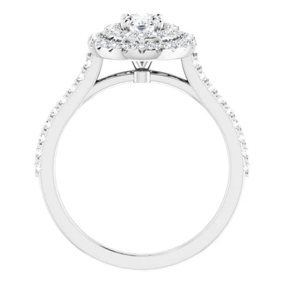 Oval Double Halo White Gold Lab Diamond Engagement Ring 
