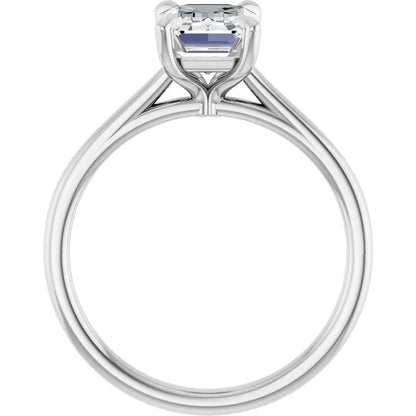 Four Claw Emerald Solitaire Engagement Ring