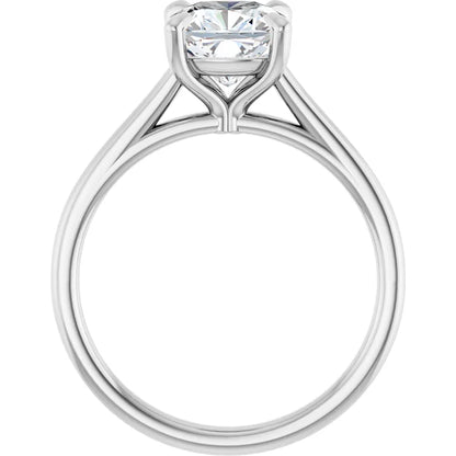 Four Claw Cushion Solitaire Engagement Ring