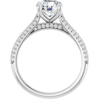 Round Brilliant White Gold Pave Moissanite Engagement Ring 