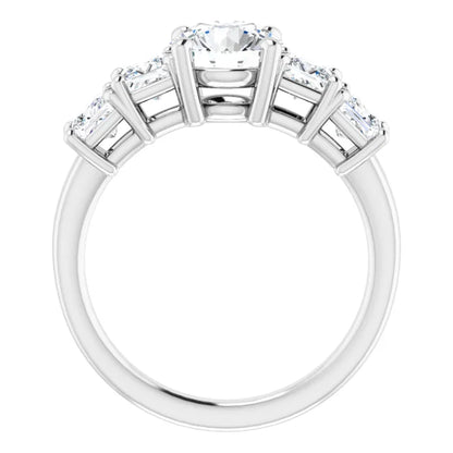 Round Brilliant Multi Stone Accent Style Engagement Ring