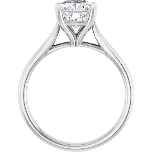 Cushion White Gold Solitaire Moissanite Engagement Ring