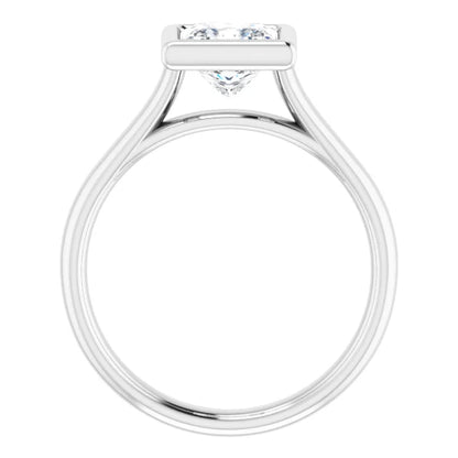 Princess White Gold Solitaire Bezel Moissanite Engagement Ring