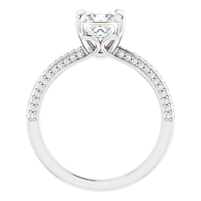 Princess White Gold Pave Moissanite Engagement Ring 