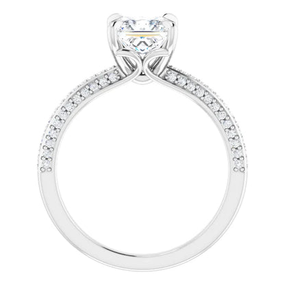 Princess White Gold Pave Moissanite Engagement Ring 