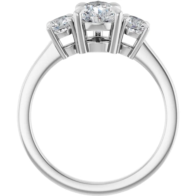 Pear White Gold Tri Stone Moissanite Engagement Ring 