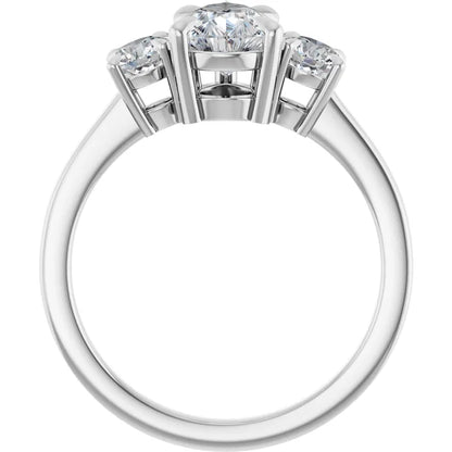 Pear White Gold Tri Stone Moissanite Engagement Ring 
