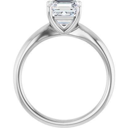 Asscher White Gold Solitaire Moissanite Engagement Ring 