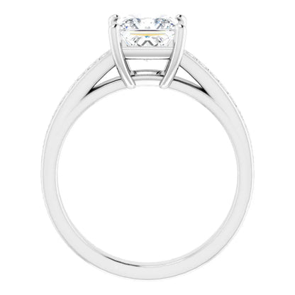 Princess White Gold Claw Set Style Moissanite Engagement Ring 