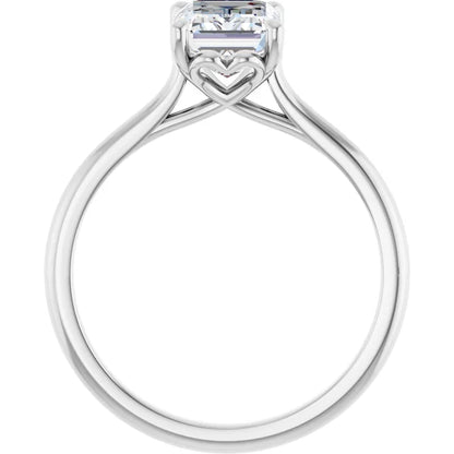 Four Claw Emerald Solitaire Engagement Ring