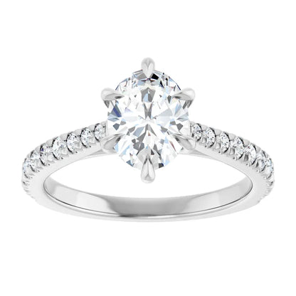 Oval Six Claw Set Style Engagement Ring