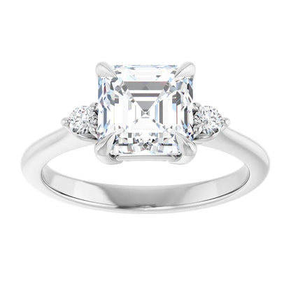 Asscher Accent Engagement Ring