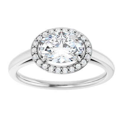 Oval East West Halo Style Engagement Ring