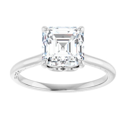 Four Claw Asscher Solitaire Engagement Ring