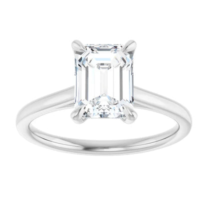 Four Claw Emerald Solitaire Engagement Ring