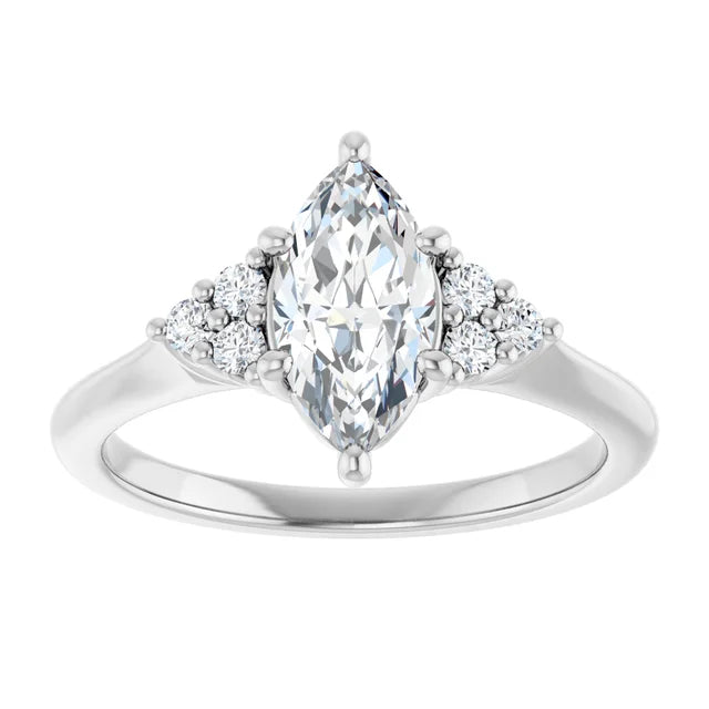 Marquise White Gold Accent Style Moissanite Engagement Ring 