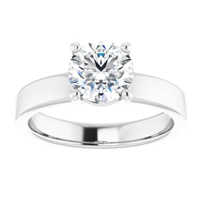 Round Brilliant Wide Band Solitaire Engagement Ring