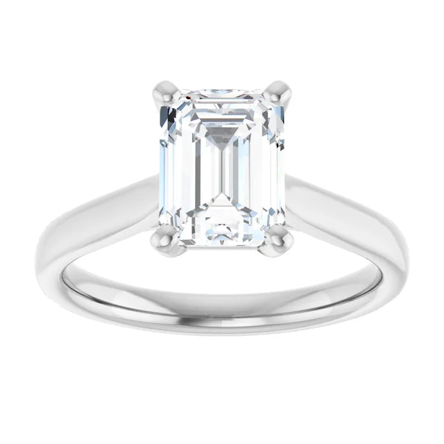 Four Claw Emerald Solitaire Engagement Ring
