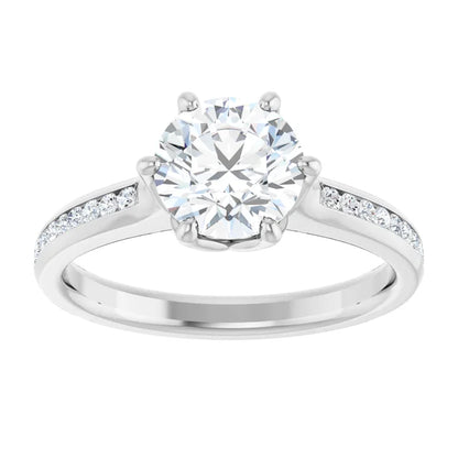 Round Brilliant Six Claw Channel Set Style Engagement Ring