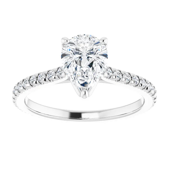Pear Claw Set Eternity Style Engagement Ring