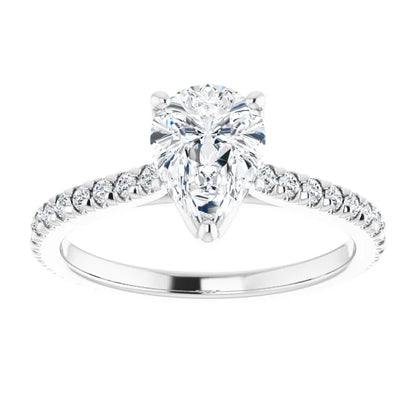 Pear Claw Set Eternity Style Engagement Ring