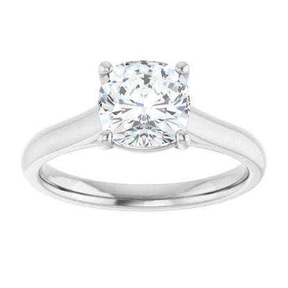 Four Claw Cushion Solitaire Engagement Ring